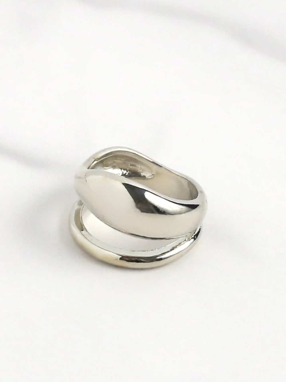 Silver Double Wave Ring Size 7 BNIB